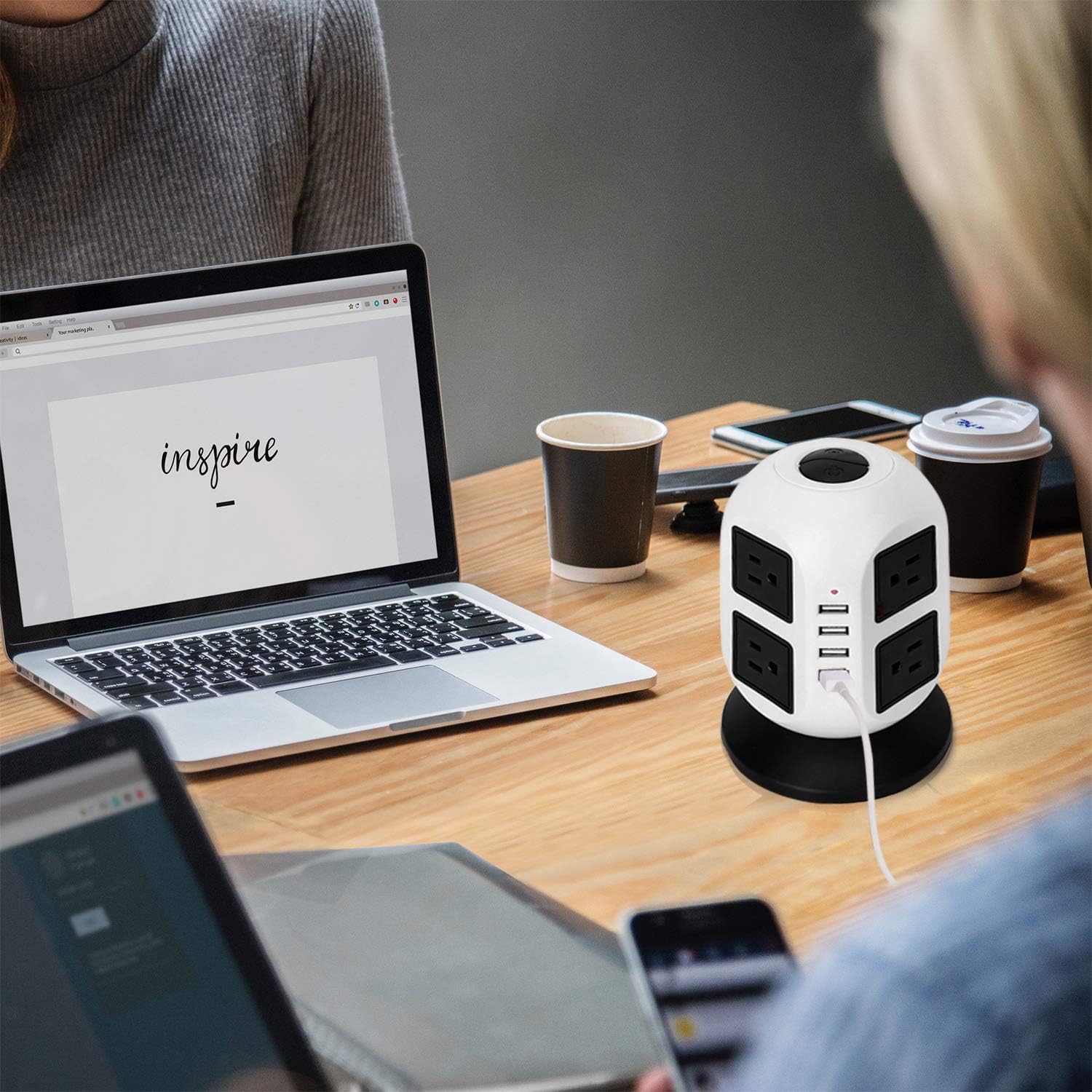 🛒 Crаzу Dеаlѕ Power Strip Tower,EletecPro Surge Protector Electric Charging Station 2500W 10A,Smart Extension Lead Socket 2M/5.56ft Overload Protection 8 outlets and 4 USB Ports Universal Socket(White)