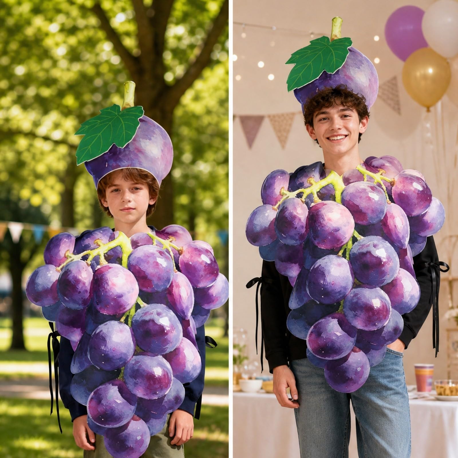 Costume da Uva con Copricapo Multifunzionale Costume da Uva Traspirante Tunica con Cappello per lloween, Servizi Fotografici