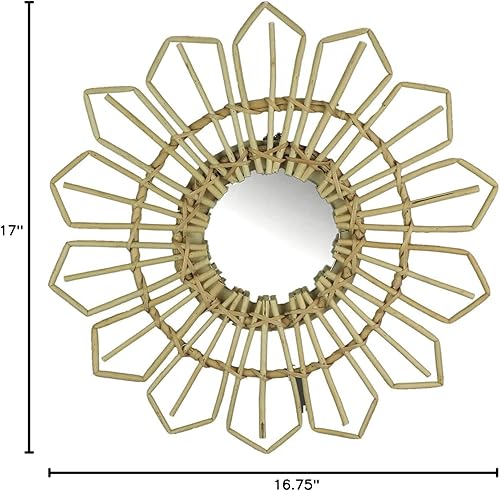 Miniatura 7 de Espejo de pared de diseño geométrico enmarcado mimbre de sauce natural de 17 pulgadas de diámetro