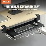 VEVOR Plateau pour clavier sous le bureau, tiroir pour clavier/souris coulissant sous le bureau avec montage robuste sans perçage, grand tiroir coulissant de 26.8 x 11 po pour taper à la maison, au travail