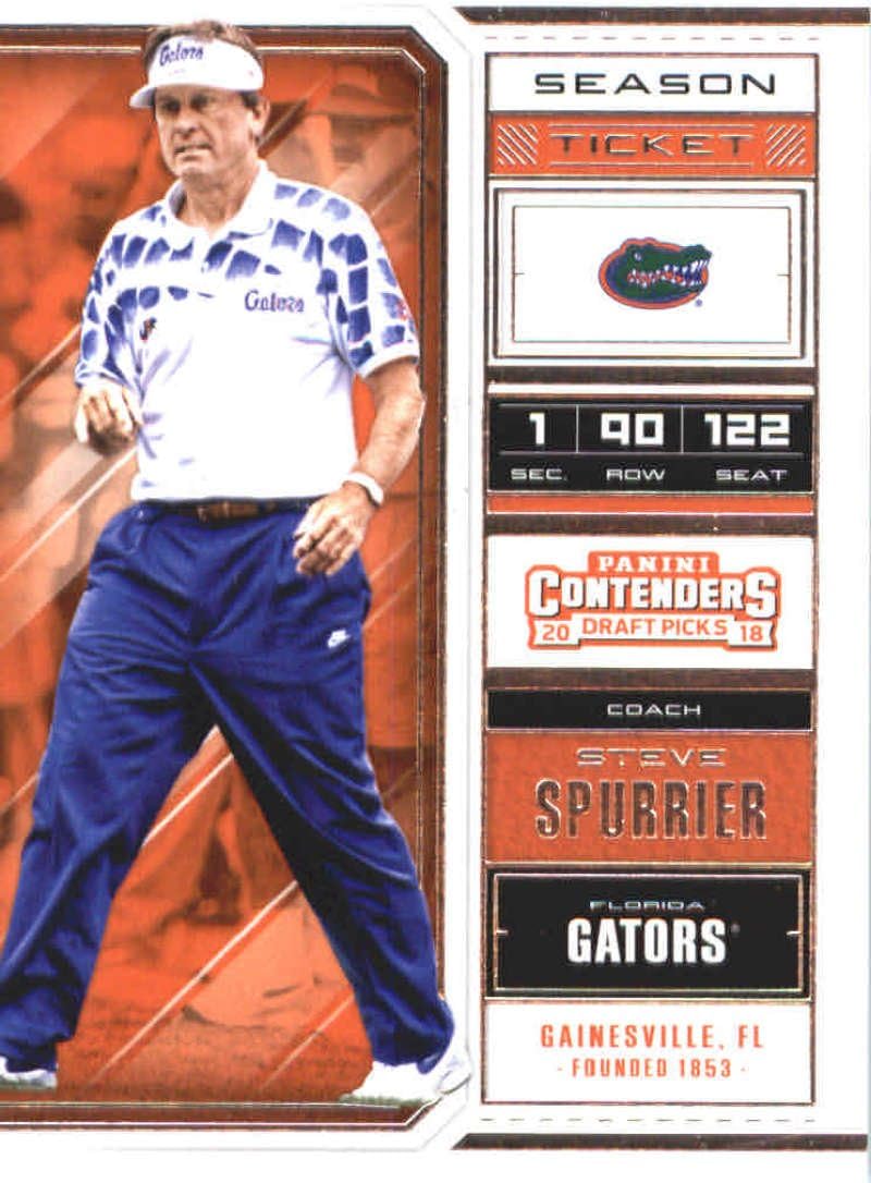 2018 Panini Contenders Draft Picks Season Ticket #89 Steve Spurrier Florida Gators Football Card