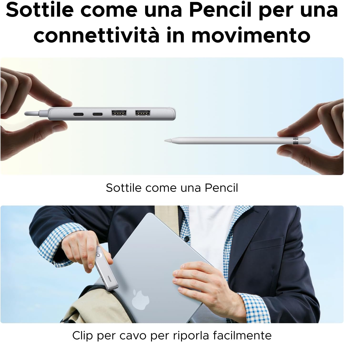 Revodok Hub USB C HDMI 4K 60Hz 10Gbps PD 100W 5 in 1 Adattatore USB C HDMI con Pulsante di Controllo Compatible con MacBook iPad Pro Air M5 M4 iPhone 17 Pro Max Galaxy S26 Ultra - Hub USB - Immagine 2