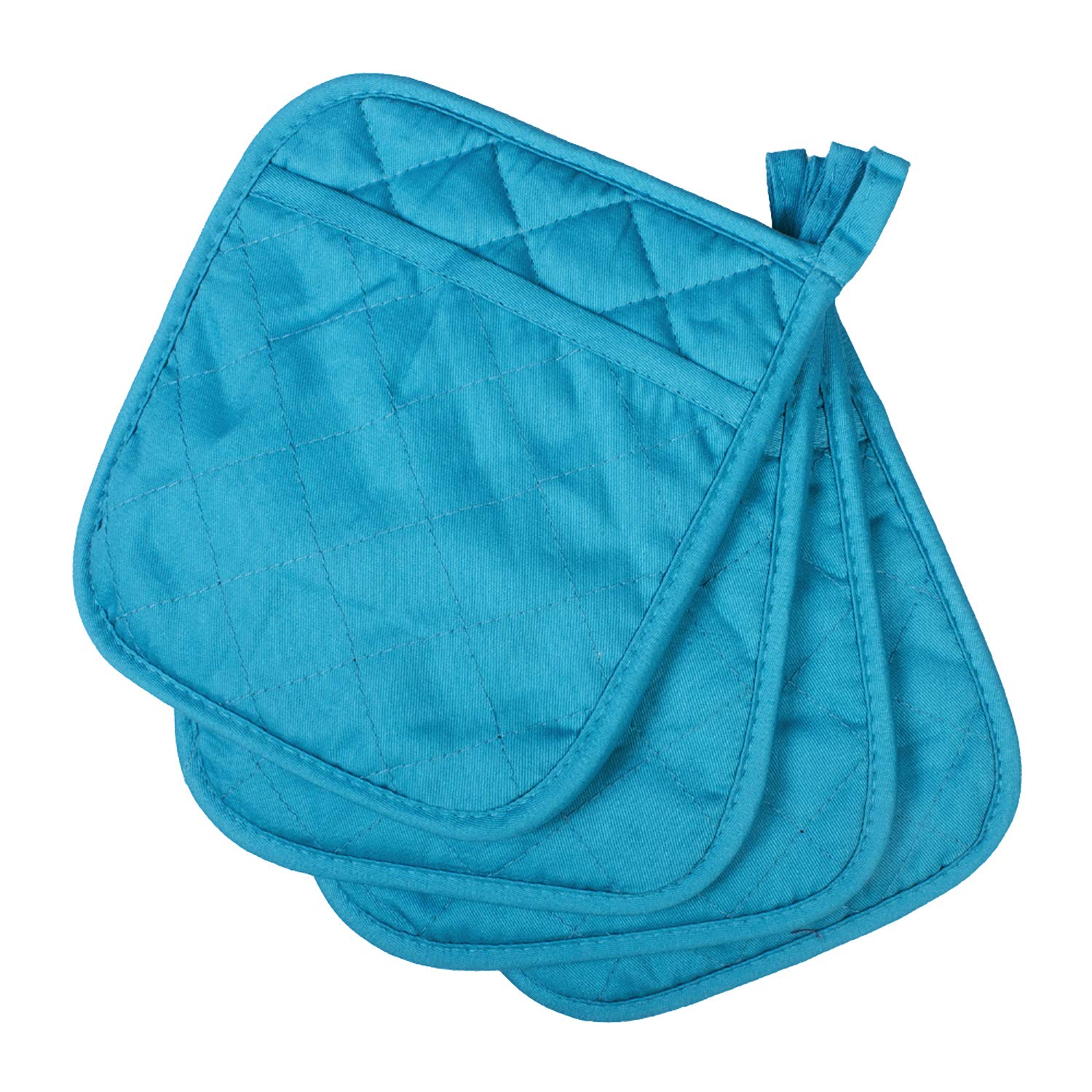 ARCLIBER Pot Holders,4PCS Heat Resistant Hot Pads,Non-Slip Rubber Surface Design,Cotton Infill Kitchen Potholders Set,Blue