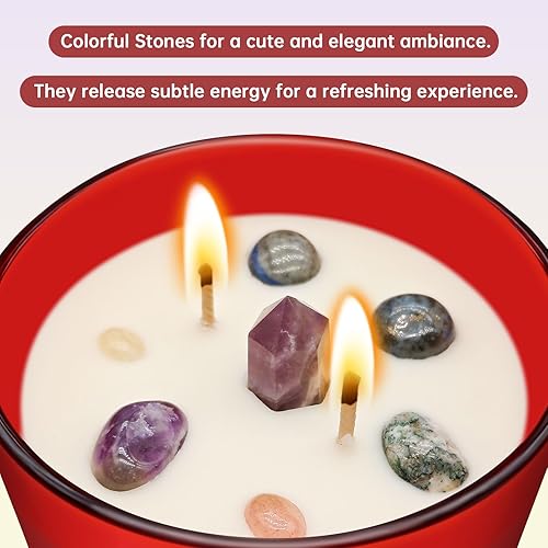 Miniatura 4 de Vela perfumada, vela de aromaterapia con cristales en el interior, tarro de vela de soja de 18.7 onzas, doble mecha con tiempo de combustión de 50
