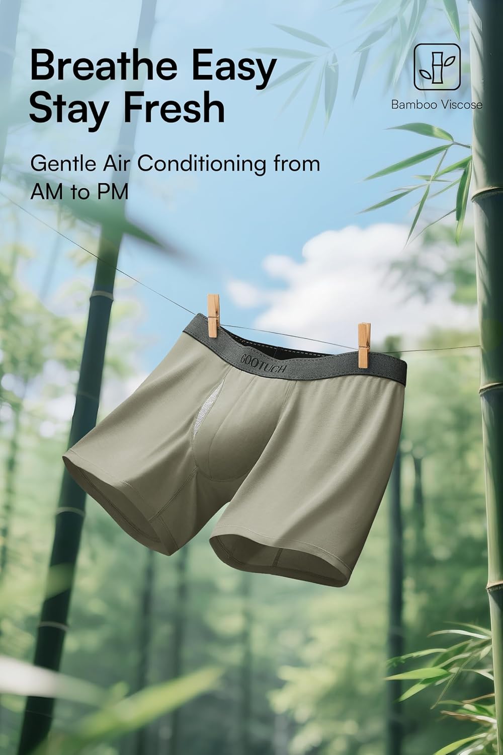 GOOTUCH Men’s Breathable Boxer Briefs, Moisture-Wicking Odor Control Bamboo Underwear, Second Skin & Anti Chafe(2&4 pack) - Image 5