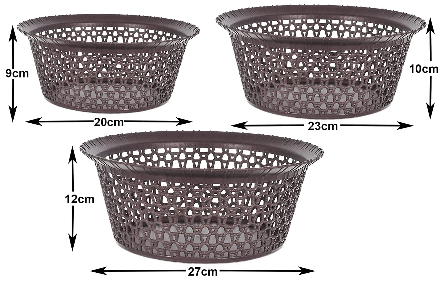 Kuber Industries Set of 3 Stackable Plastic Basket for Storage with Lid | Multipurpose Toys, Stationery Organizers Box | Countertop Basket Organisers for Kitchen and Bathroom Accessories | Beige 4