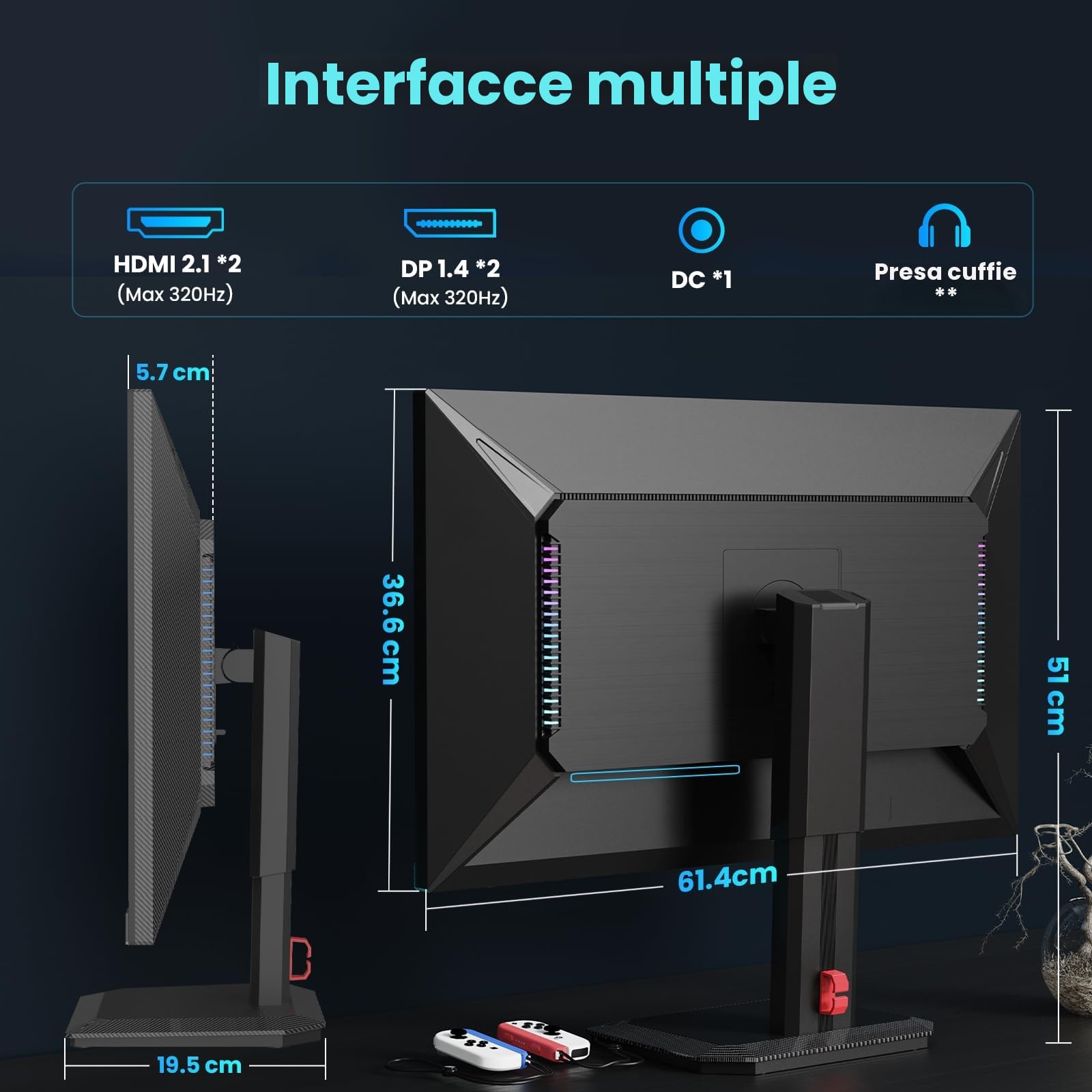 TITAN ARMY Monitor Gaming 27 Pollici, 4K@160Hz, FHD@320H Modalità Doppia, Fast IPS 1ms HDR400 Schermo PC, Adaptive-Sync, 135% sRGB, Supporto Girevole e Sollevabile, VESA, HDMI 2.1 | DP 1.4, P2712V