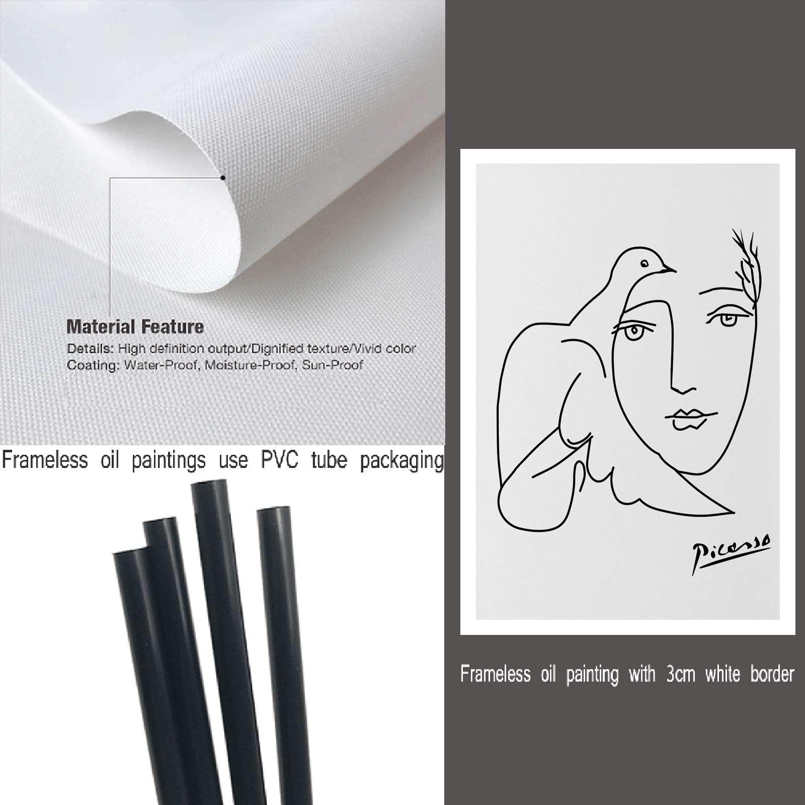 Amazon.com: Poster Decorative Canvas Painting Picasso Woman BIird