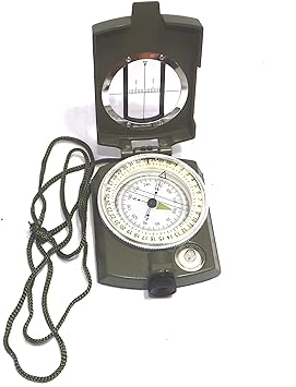 Simrah High Accuracy Metal Waterproof Military Compass for Directions, Metal (8 X 6.5 X 3 Cm, Green)