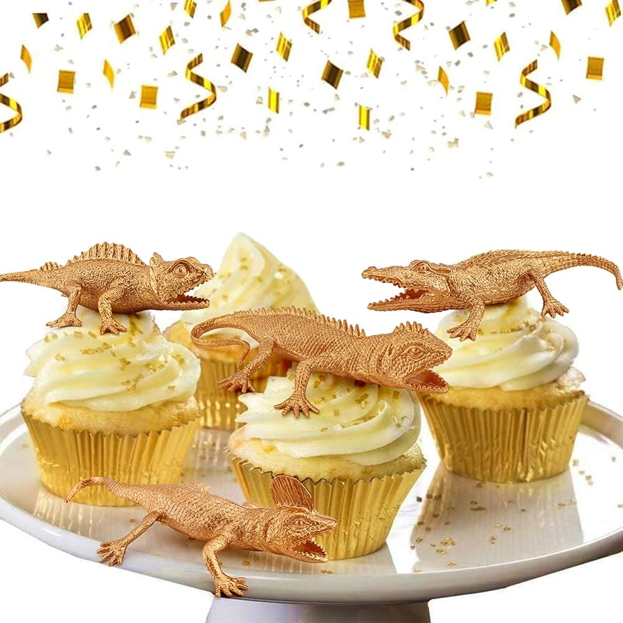 Amazon.co.jp: GUFOPONAS ゴールデン トカゲ ケーキ トッパー