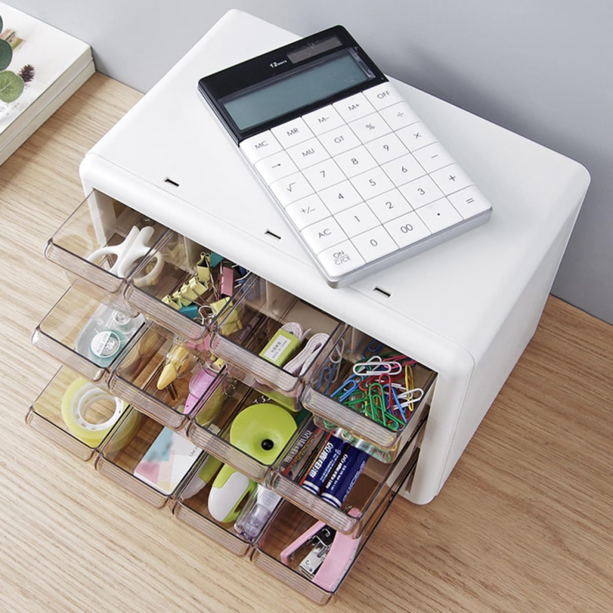 Multi-deck Drawer Jewelry Organizer Box with Plastic Material and Wall Adhesive Mounted Use for Desktop and Living Room Storage