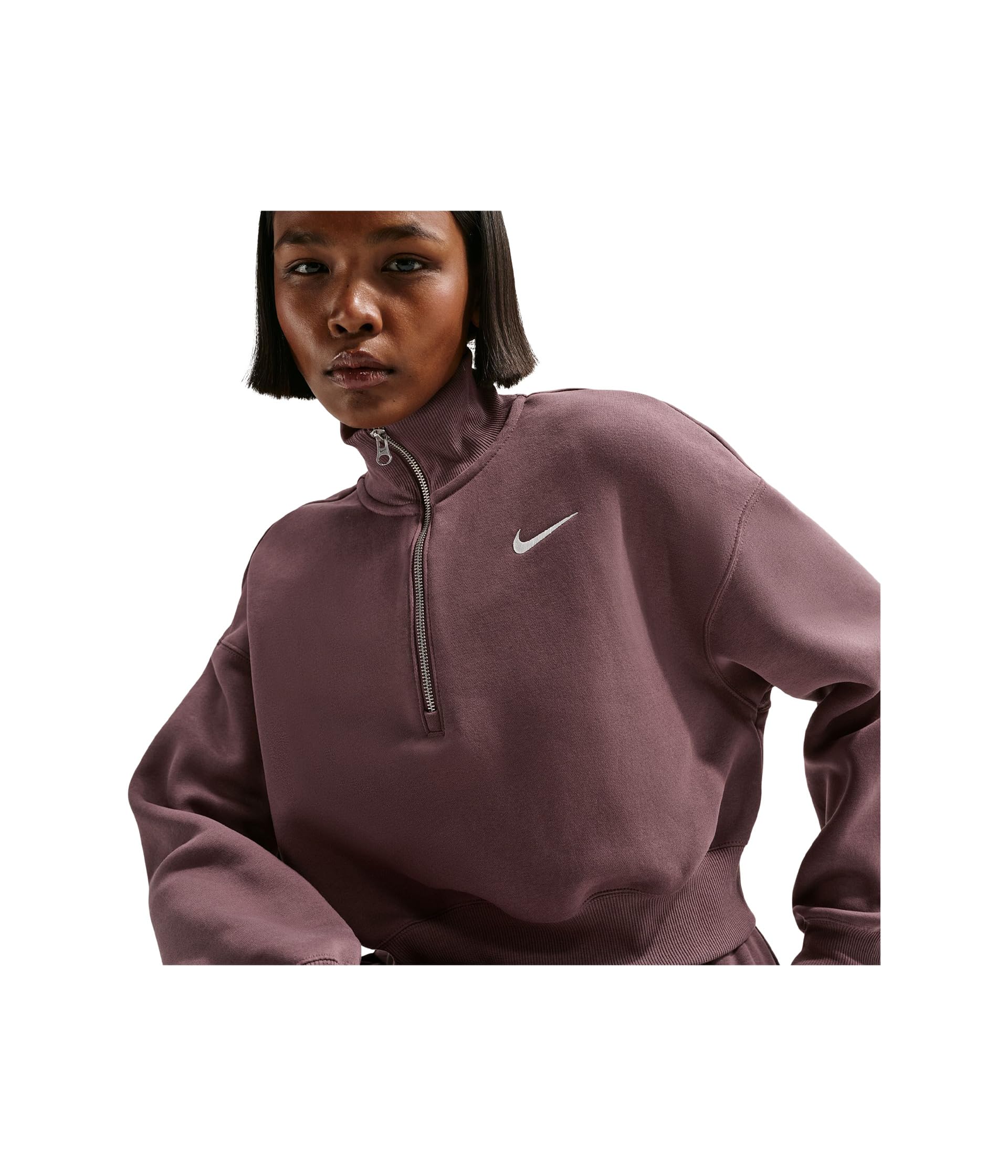 NIKE W NSW Phnx FLC Qz Crop Sweatshirt Mujer (Pack de 1)