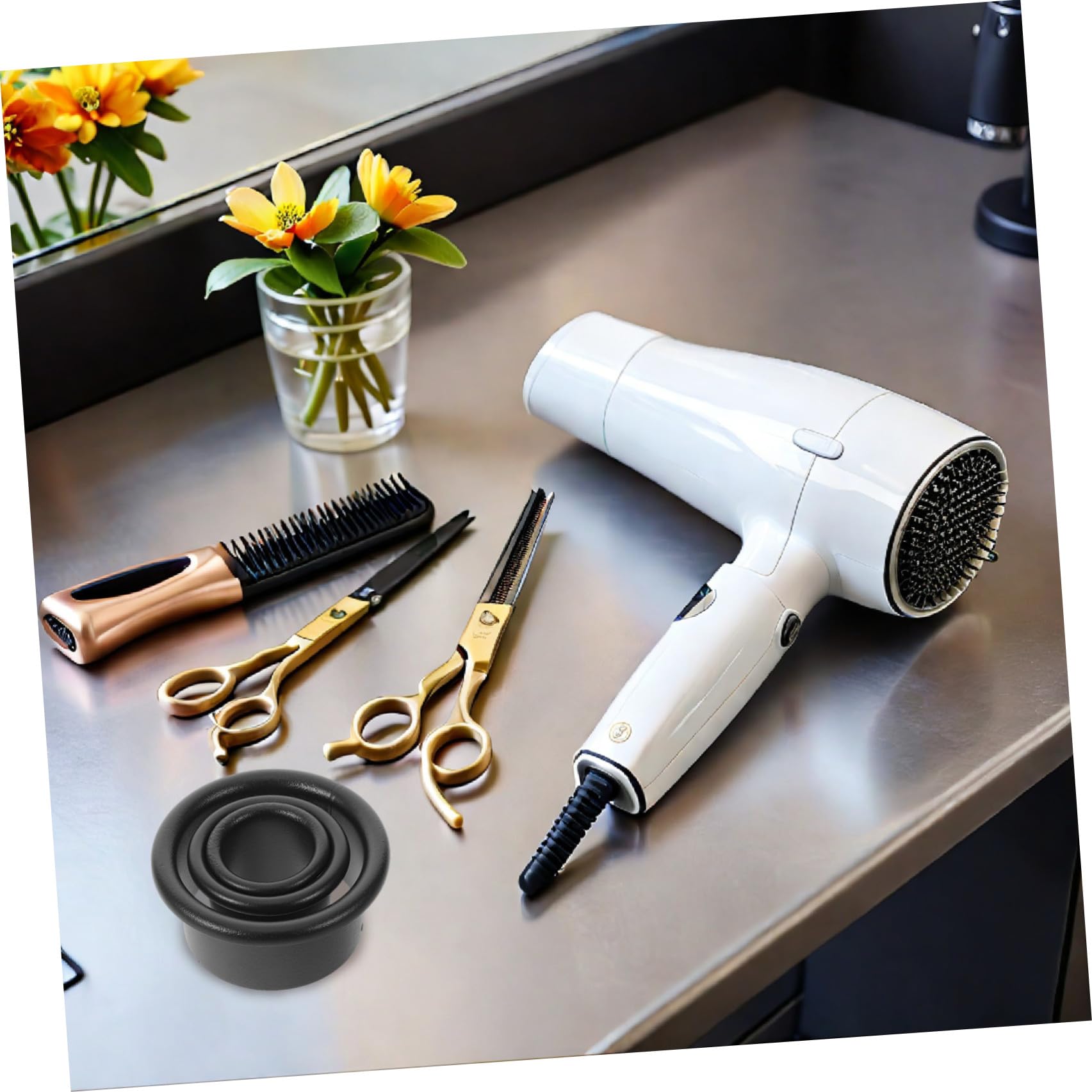ifundom Soporte para Secador de Pelo Diseño Compacto y Manos Libres de Acero Inoxidable 6 Piezas Organizador Adecuado para Accesorios de Peluquería Hogar