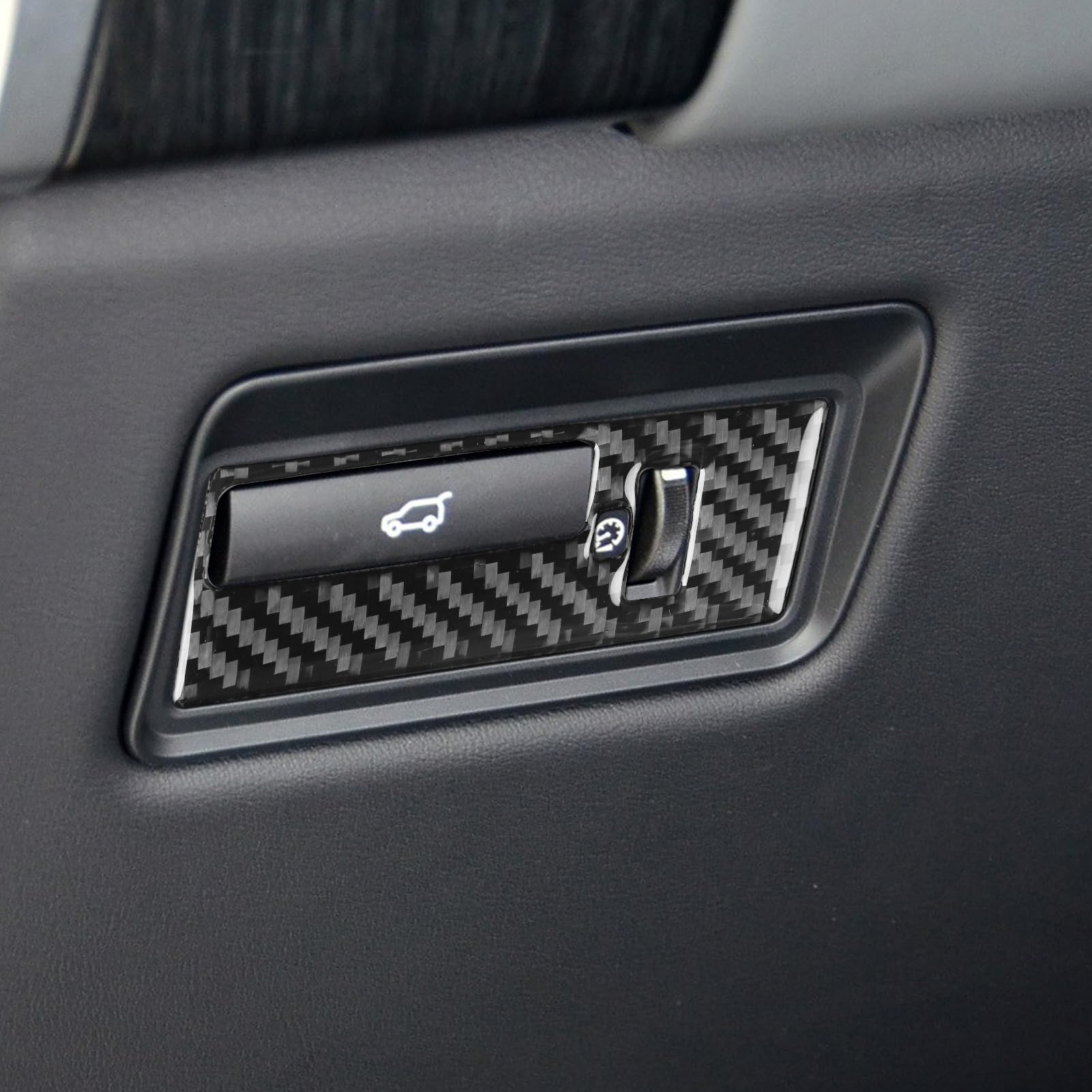 fariyhoo car Interior Accessories Black Carbon Fiber Trunk Switch 1 pcs Carbon Fiber Cover Decal for Range Rover Sport 2014-2017