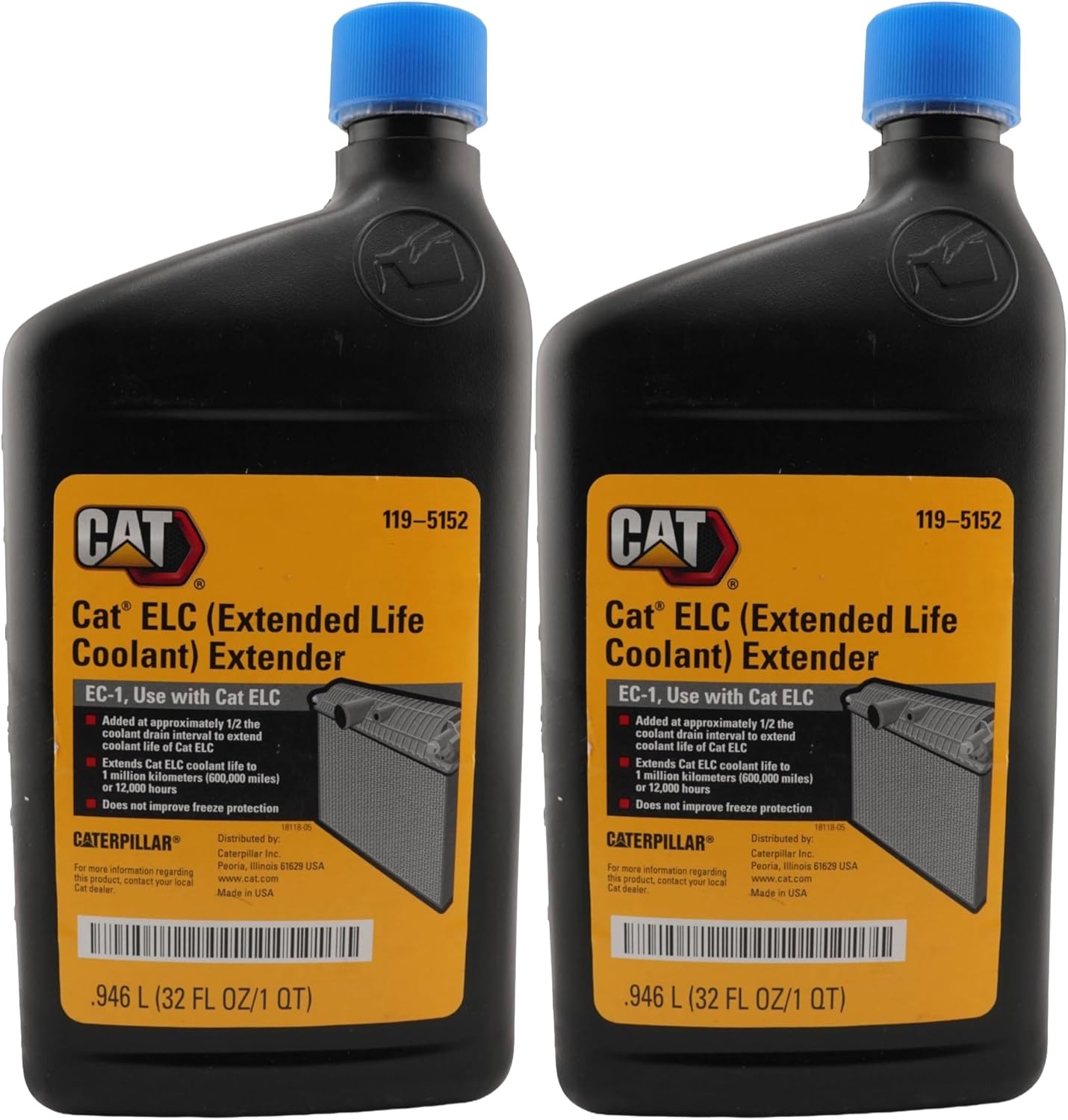 CAT 119-5152 (1195152) ELC Extended Life Coolant Extender – 32 fl oz Bottle – Ensures Performance to 12,000 Hours, Contains Bittering Agent (Pack of 2)