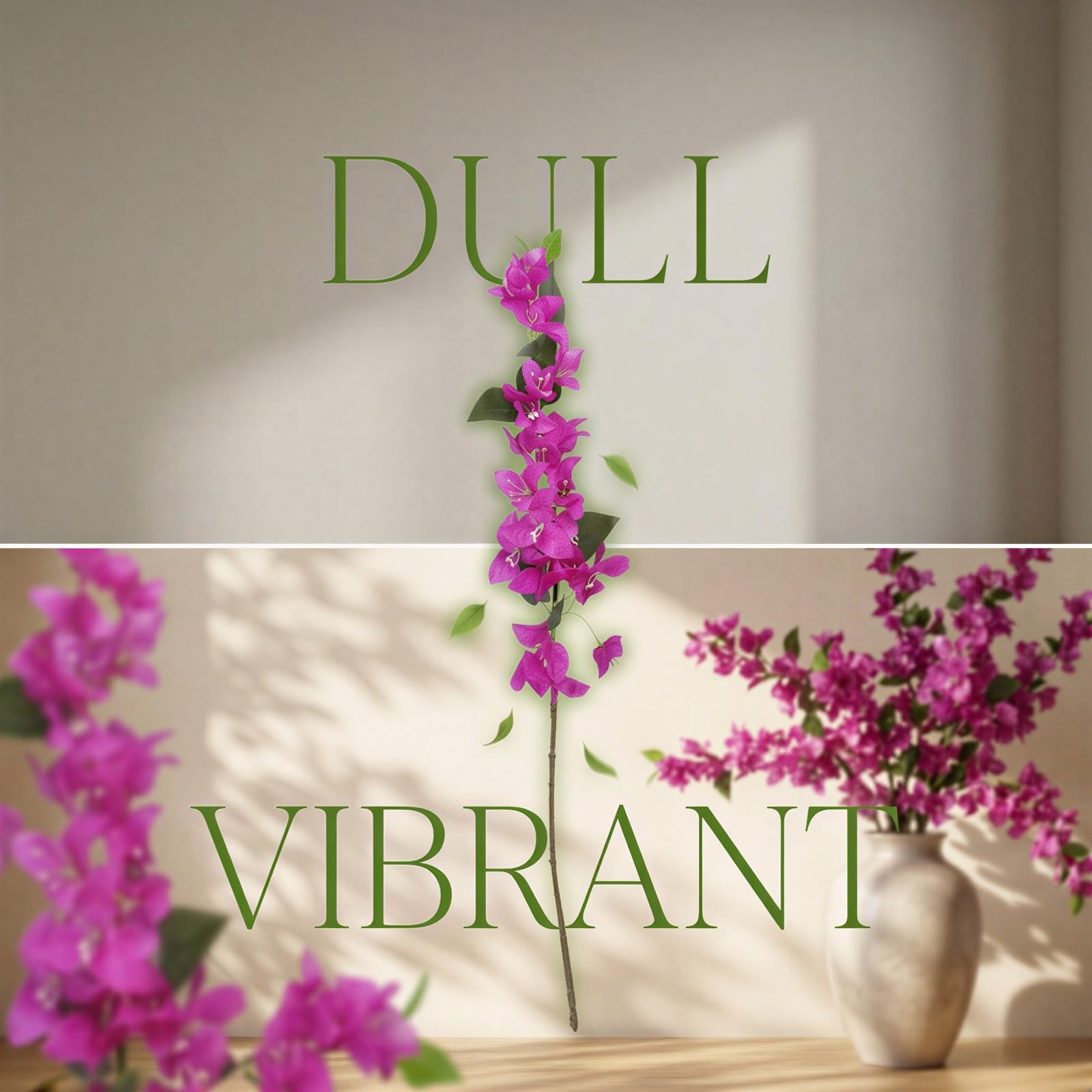 12 STK. 80 cm Bougainvillea-Kunstblumen, Seidenzweige mit grünen Blättern, realistische lila Hänge­ranken für Hochzeitsdeko, Heim, Garten, Hintergrundwand und Raumdeko
