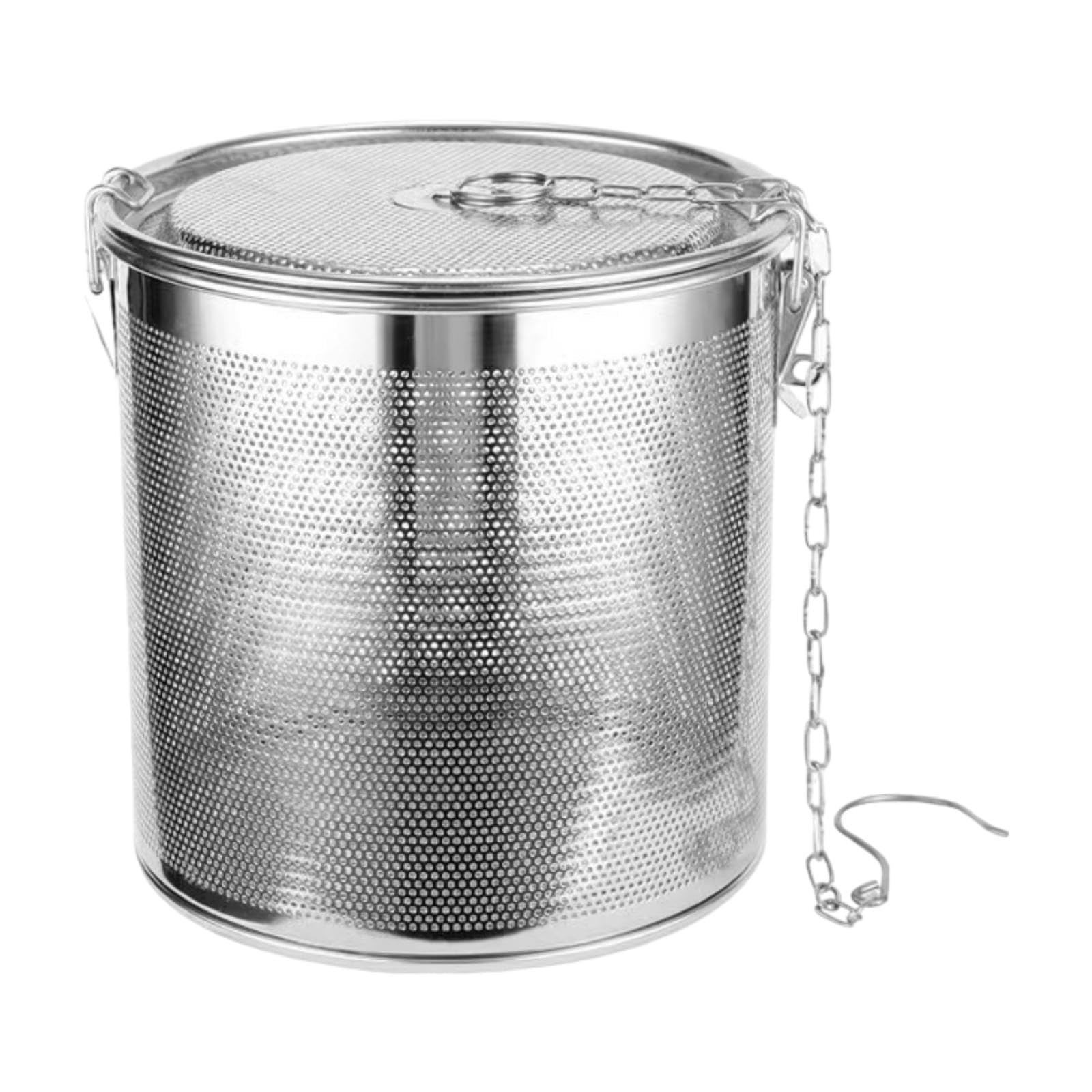 Gewürzsieb, Teekugelsieb, Loser Tee-Ei, Edelstahl, zum Kochen von Gewürzsuppen mit Kettenhaken, Gewürzfilter, 20x20cm
