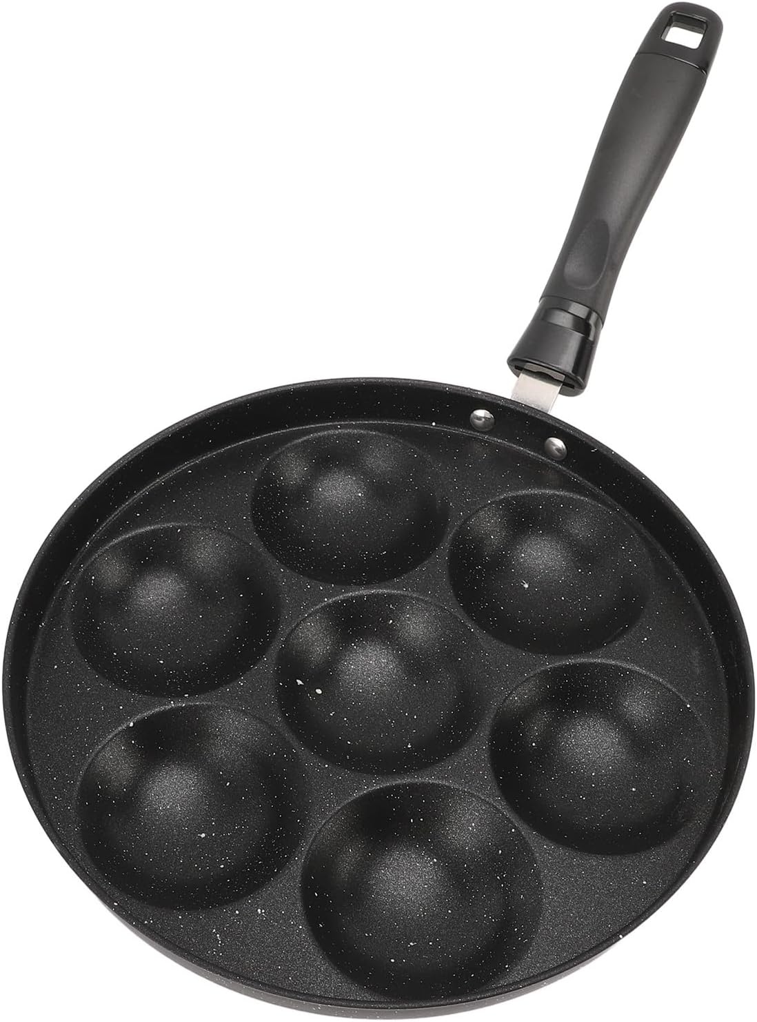 7-Hole Nonstick Egg Pan Egg Frying Pan Cooker with Maifan Stone Coating and Heat Handle for Omelets Bacon Pancakes Breakfast Stove Cookware