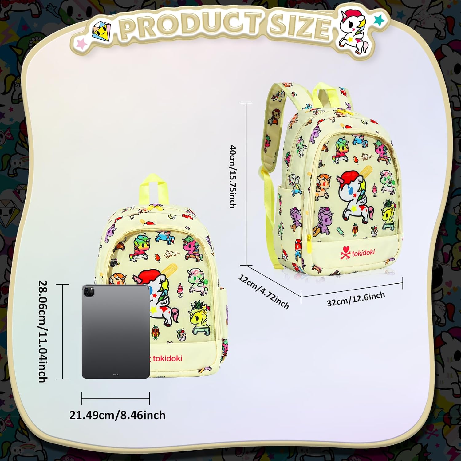 Tokidoki Backpack with 4PCS Unicorno Brooch Pin Ita Bag Backpack with Insert for Anime Cosplay (BPK_Frozen Treats Unicornos) - Image 2