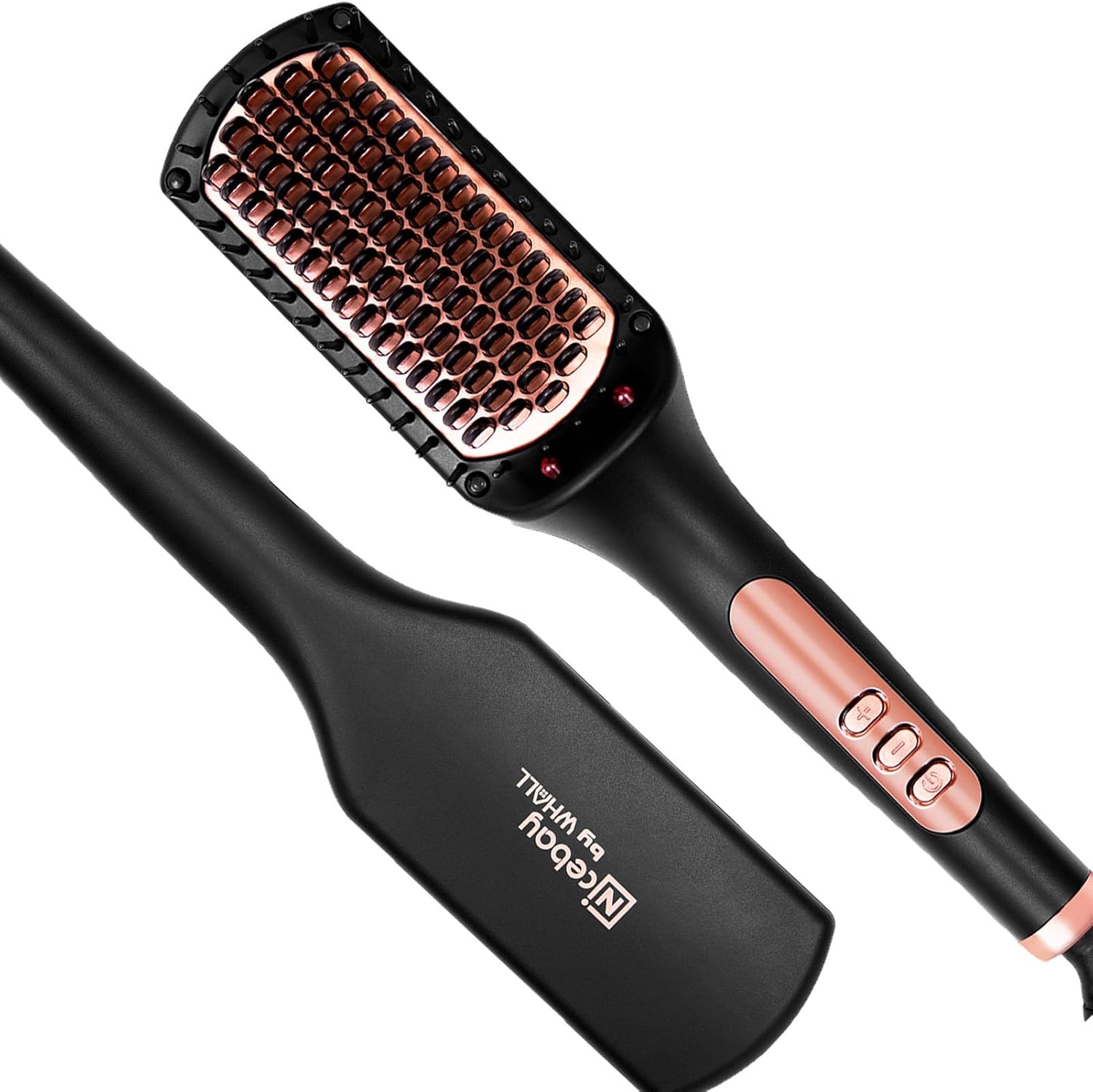 Nicebay® Hair Straightener Brush, Negative Ion Hair Straightening Brush for Women, Anti-Scald & Auto-Off Feature, Fast Heating & 6 Temp Settings Rose Gold