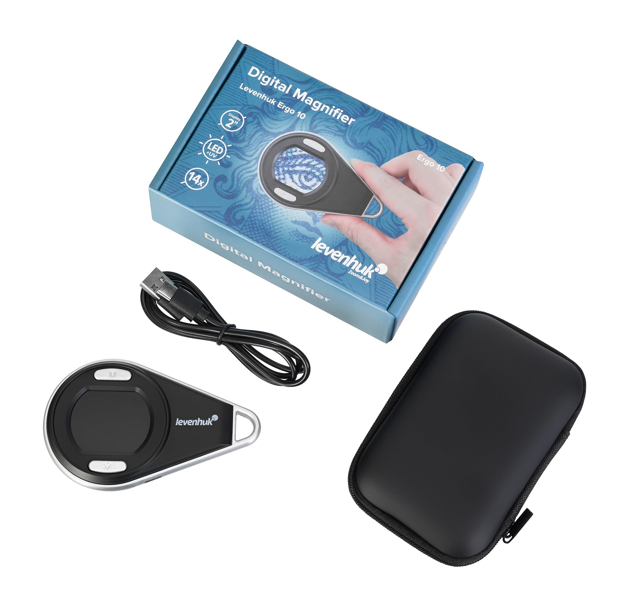 Levenhuk Ergo 10 Digitale Lupe mit LCD Display 5x/9x/14x UV LED