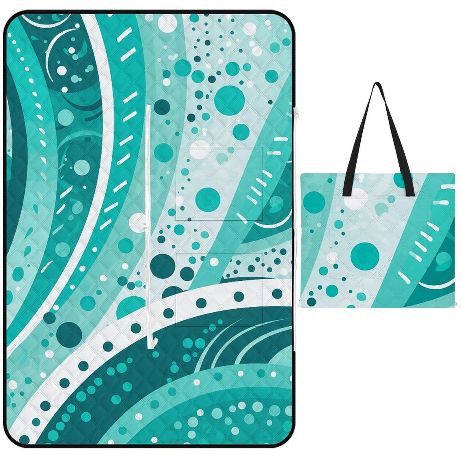 Couverture de plage pliable et imperméable turquoise pour éviter le sable et l'humidité