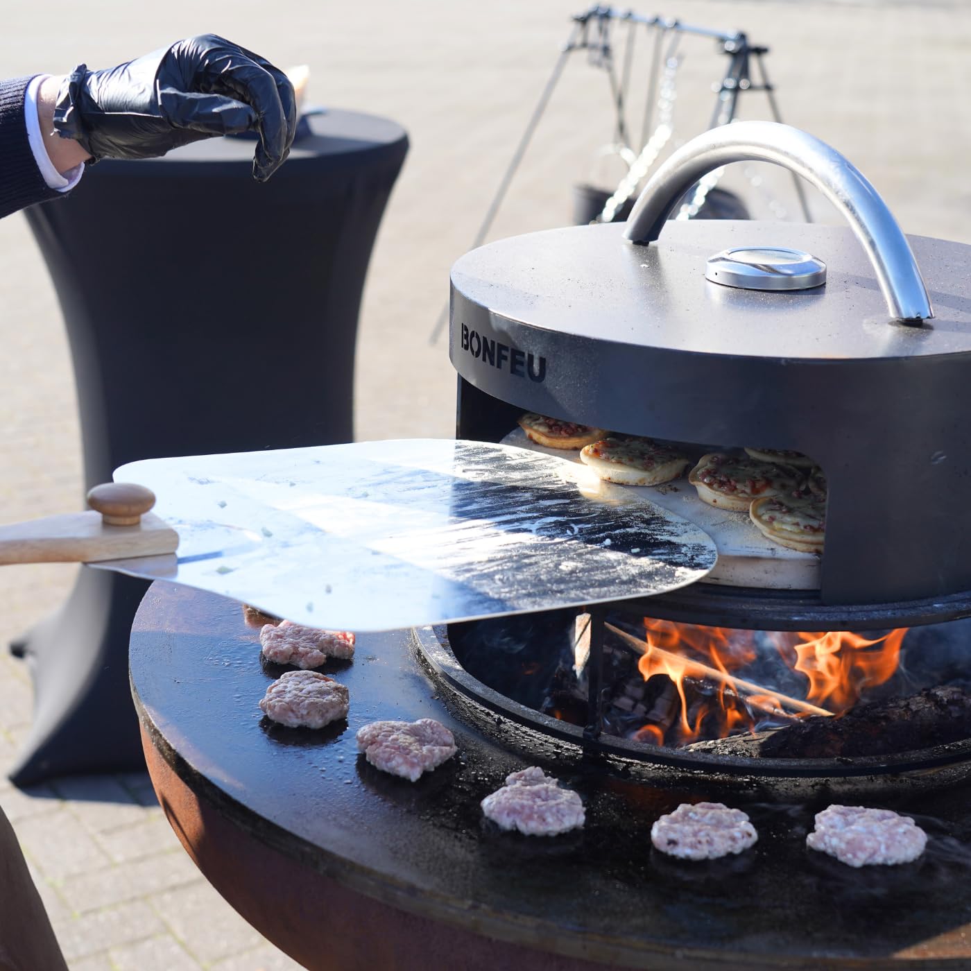 BonFeu Support pour BonPlancha - Acier - Cuisine d'extérieur avec brasero BonFeu (Ø 100 cm)