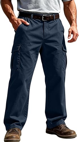 Shiketong Water Resistant Pants Men Elastic Waistband Tactical Construction Carg