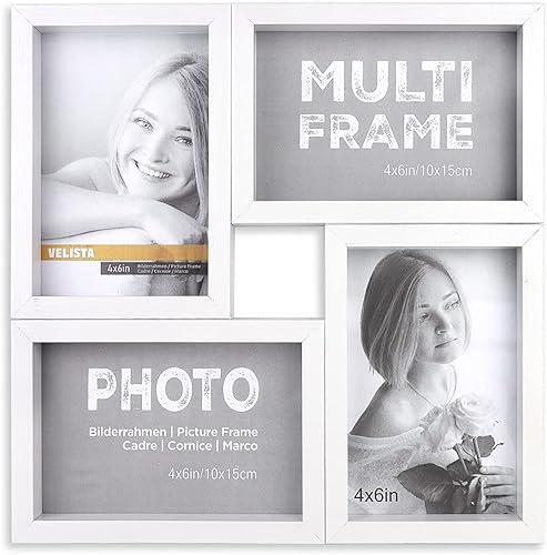 Miniatura 2 de VELISTA Marco de fotos moderno de 4 x 6 pulgadas, collage de marco cuadrado de mesa de alta calidad, marco de fotos múltiple para montaje en pared,