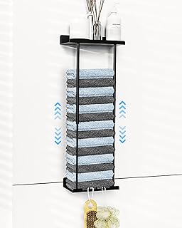 KeZaara Metal Towel Rail, Black, No Drilling,...,