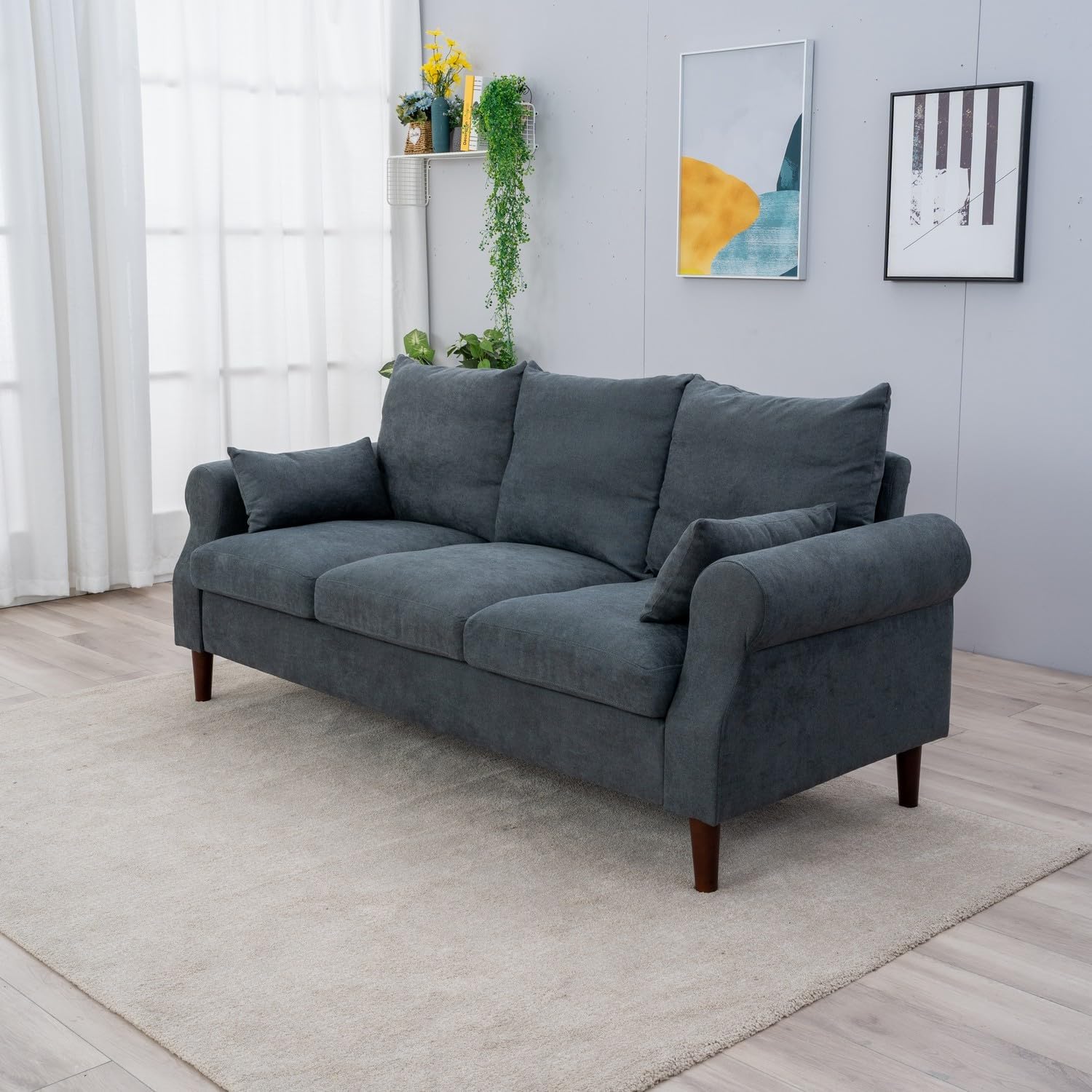 Panana Modern Loveseat Sofas for Living Room, Fabric Couch with Solid Wood, Metal, Removable Cover, Small Sofas Couches for Small Spaces,Easy to Install