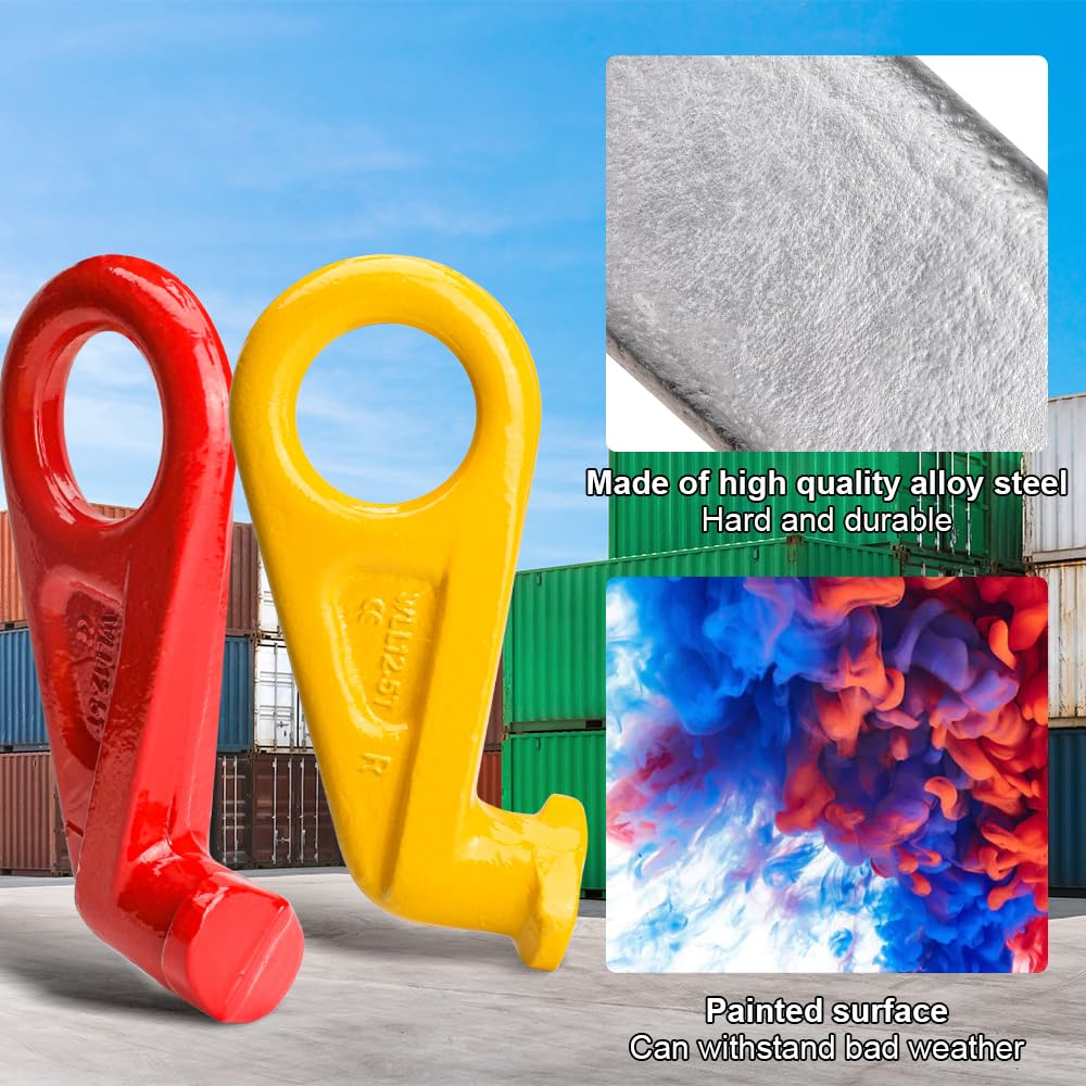 Ganci di sollevamento per container da mare, con limite di carico di lavoro 12,5 t, gancio di sollevamento in lega di acciaio a 45° (1 sinistro e 1 destro)