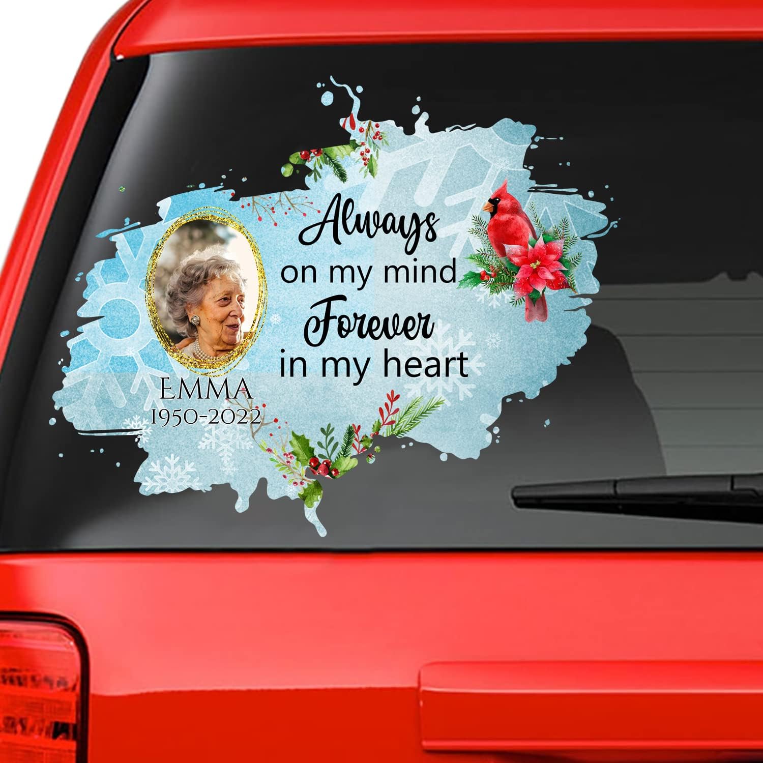 Memory Christmas Waterproof Window Decals for Home Wall Window Décor. Loss of Loved One Christmas Window Sticker Watercolor Memorial. Custom Memory Sticker: Forever in My Heart CSM297, XXXL