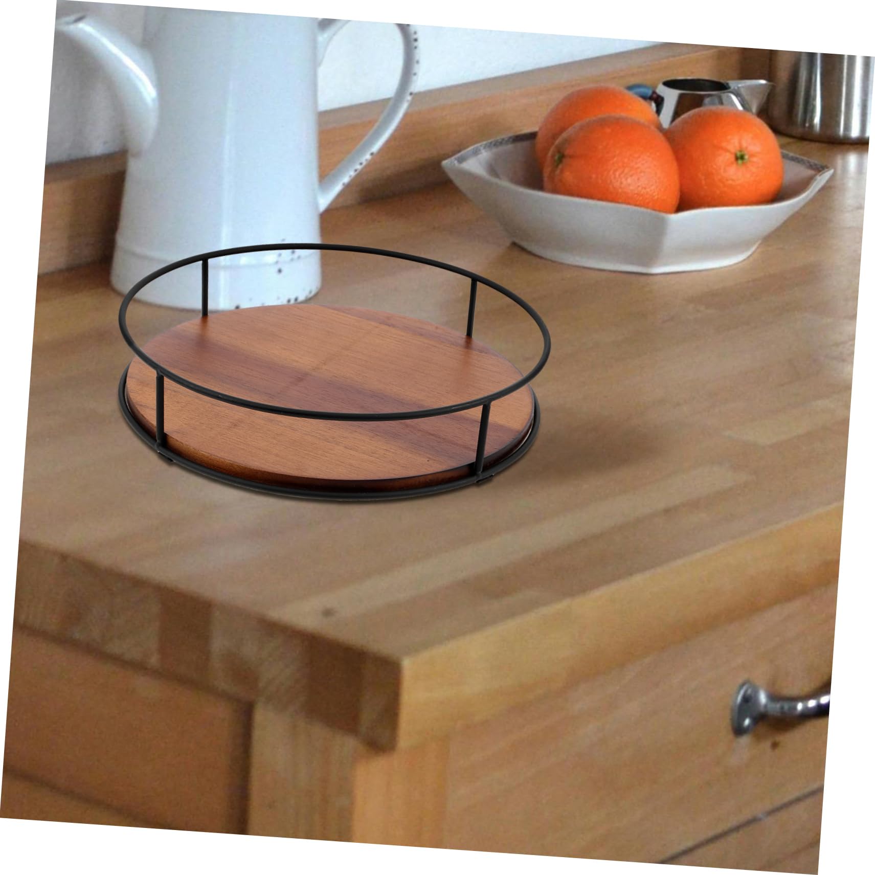 SECFOU Organizador Giratorio Movimiento Suave de Madera Natural Redondo y Diseño Compacto para Cocina Adecuado para Especias y Almacenamiento en Mesa o Encimera