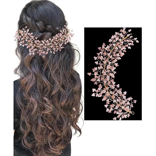 Samyak Pearl Hair Accessories Crystal Beaded Handmade Hair Pins For Brides Bridesmaid Hair Piece Tiara Vine For Hair Decoration