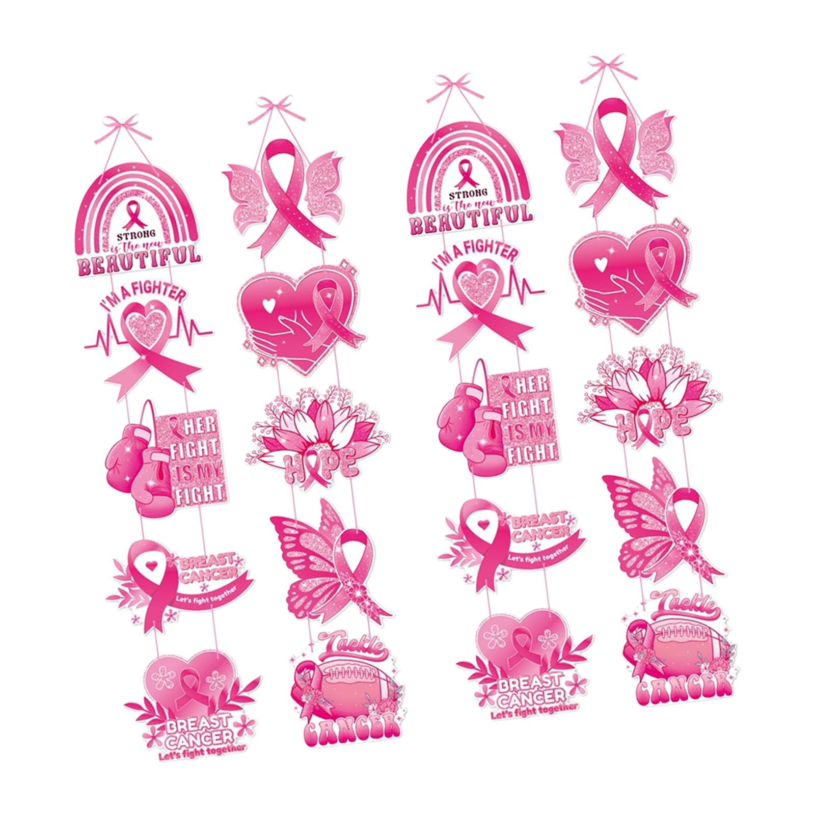 Snorvixre Ribbon Breast Cancers Awareness Door Hangers Craft Paper Hanging Decors for Women Health Event and Fundraisers Breast Cancers Awareness Decorations