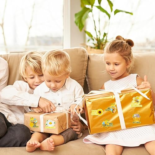 Miniatura 6 de Whaline 400 calcomanías de incentivo de abejas con tema de abeja, calcomanías adhesivas con frase positiva para estudiantes, etiquetas de recompensa