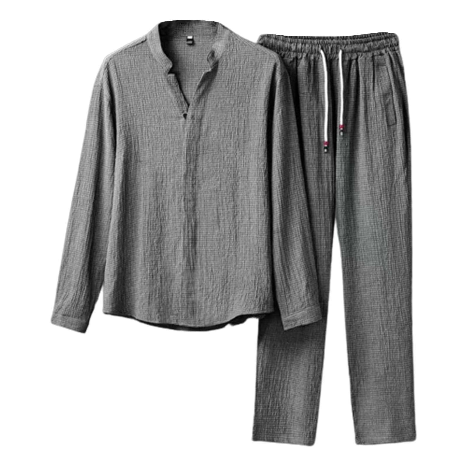 Bukknye Men's Grey Short Pyjama Set Nightwear Pyjama Top & Bottom Sleepwear Loungewear Pjs Set() 3XL