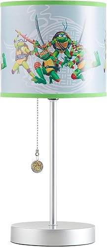 Miniatura 1 de Idea Nuova Teenage Mutant Ninja Turtle Mutant Mayhem Stick Lámpara de mesa para niños con cadena de tracción, pantalla decorativa impresa temática