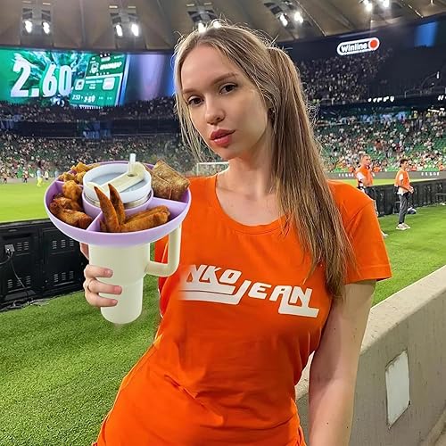 Miniatura 5 de ALINK Stanley - Tazón de aperitivos para vaso Stanley de 40 onzas con asa, bandeja para aperitivos, color rosa