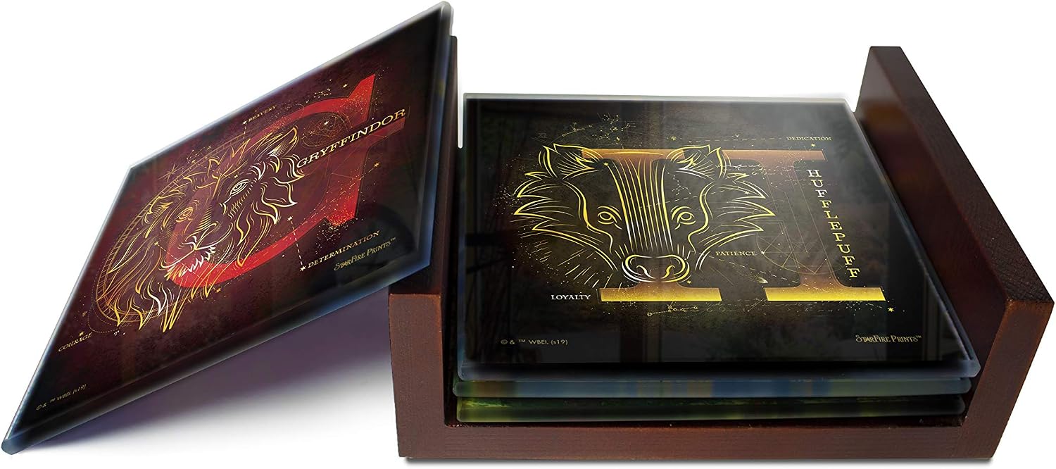Harry Potter, Celestial House Crests, Hogwarts, Glass Coaster Set, for Gifting Collecting - Image 3