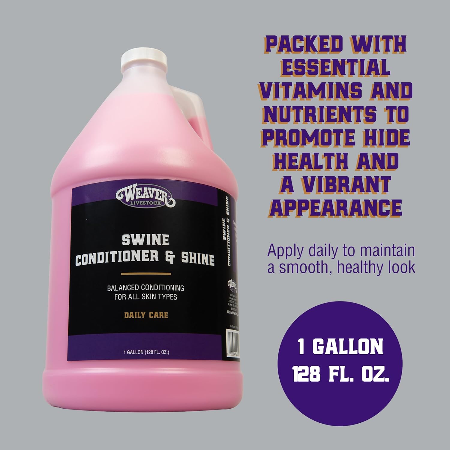 Weaver Livestock Swine Conditioner and Shine, Leave-In Conditioner for Smooth, Healthy Look, Skin, Hair Shine Products for All Skin Types