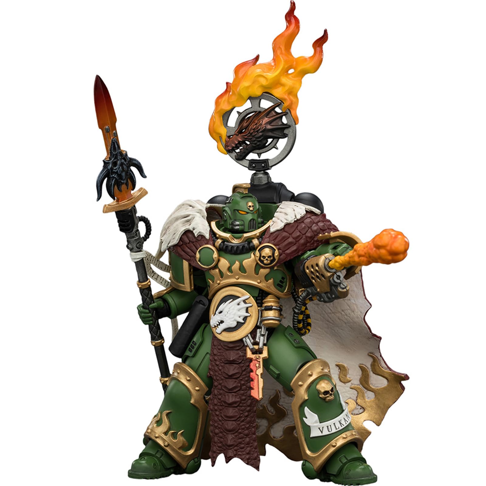JOYTOY Warhammer 40k Salamanders Vulkan He'stan, the Forgefather with the Spear of Vulkan and the Gauntlet of the Forge 1/18 Action Figure Collect And Display Model