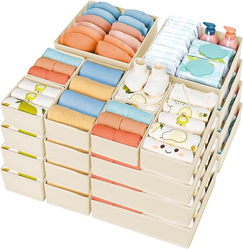 Miniatura 5 de DIMJ Contenedores organizadores de cajones de armario para bebé, paquete de 10, beige Beige,Negro,Gris