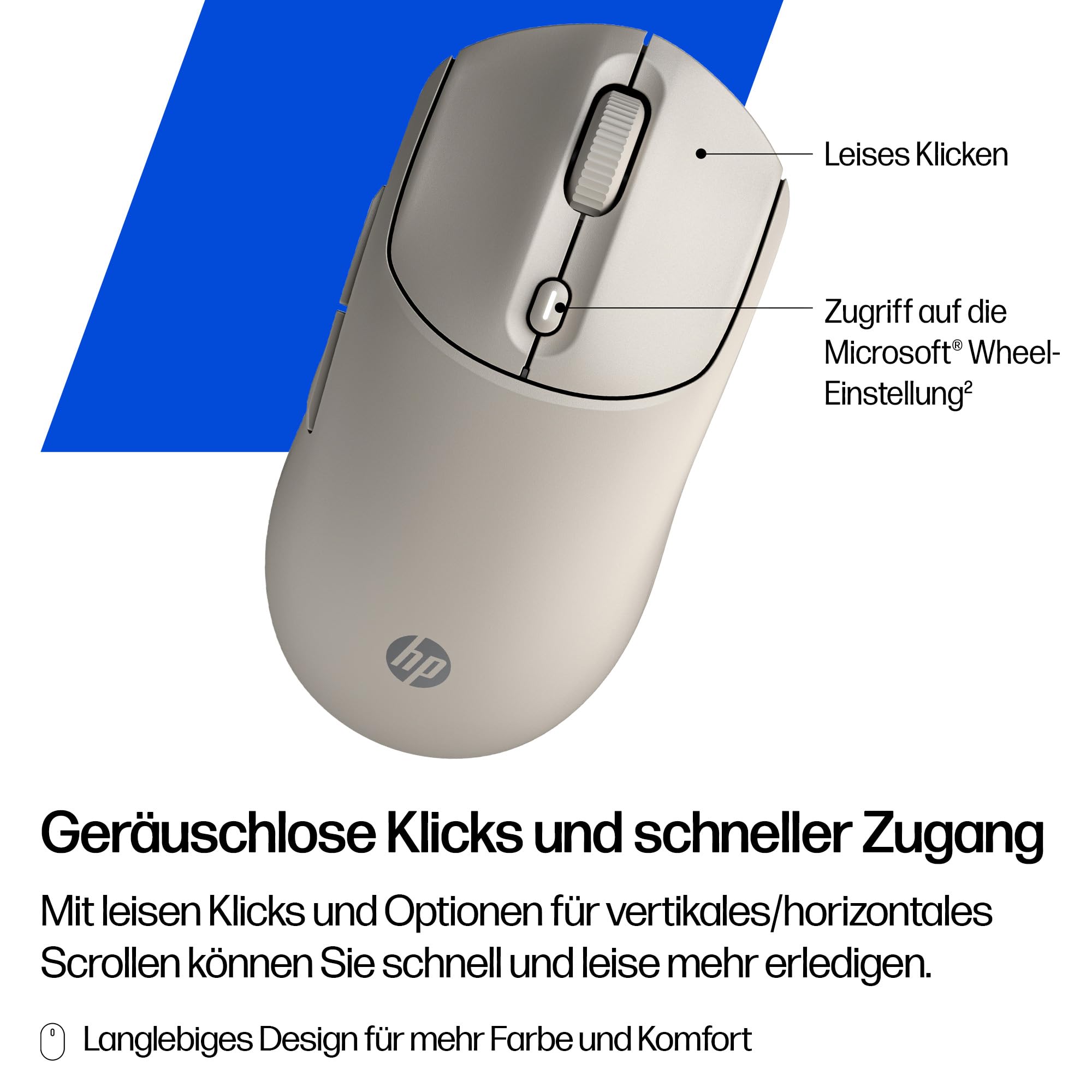 HP 400 Duale kabellose Maus, Bluetooth und USB, 2,4 GHz, 24 Monate Akku, leise Klicks, weiche Haptik, Blau