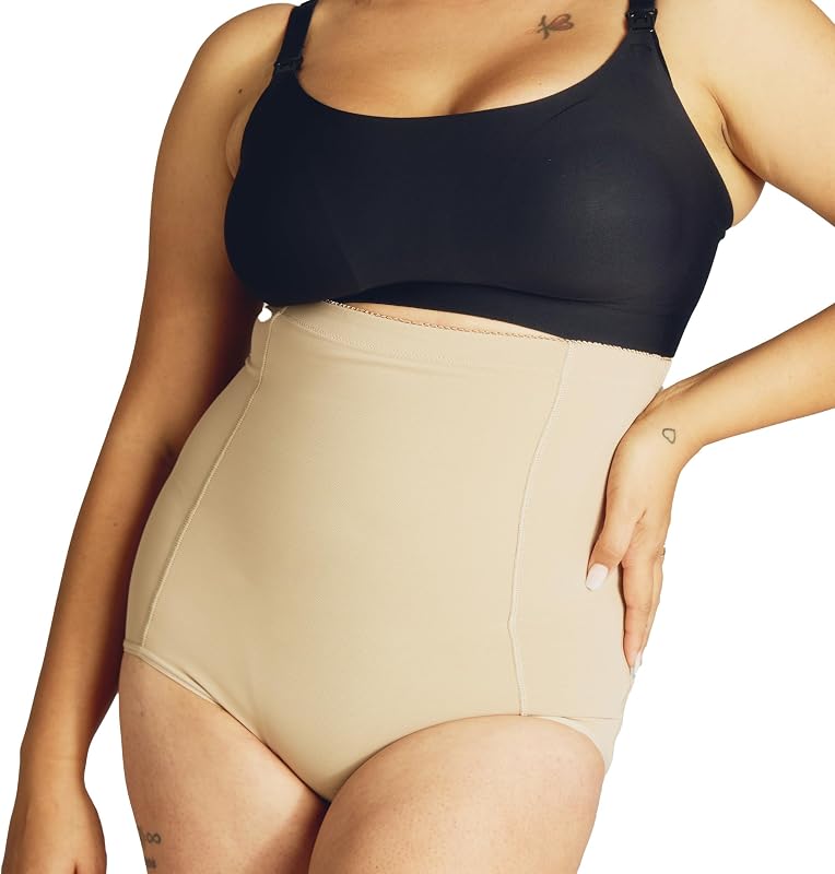 Postpartum Sculpting Girdle | Support & Compress Your Abdomen, Waist & Hips, Pull-On Design Waist Corset for Core & Back Support, Small, Almond