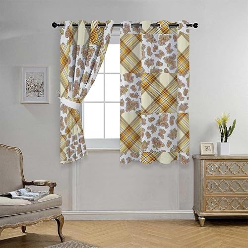 Miniatura 3 de Cortinas cortas para ventana, decoración de casa de campo, con ojales, para puertas de patio, cortinas para Ventanas de Cuarto de 63 pulgadas de