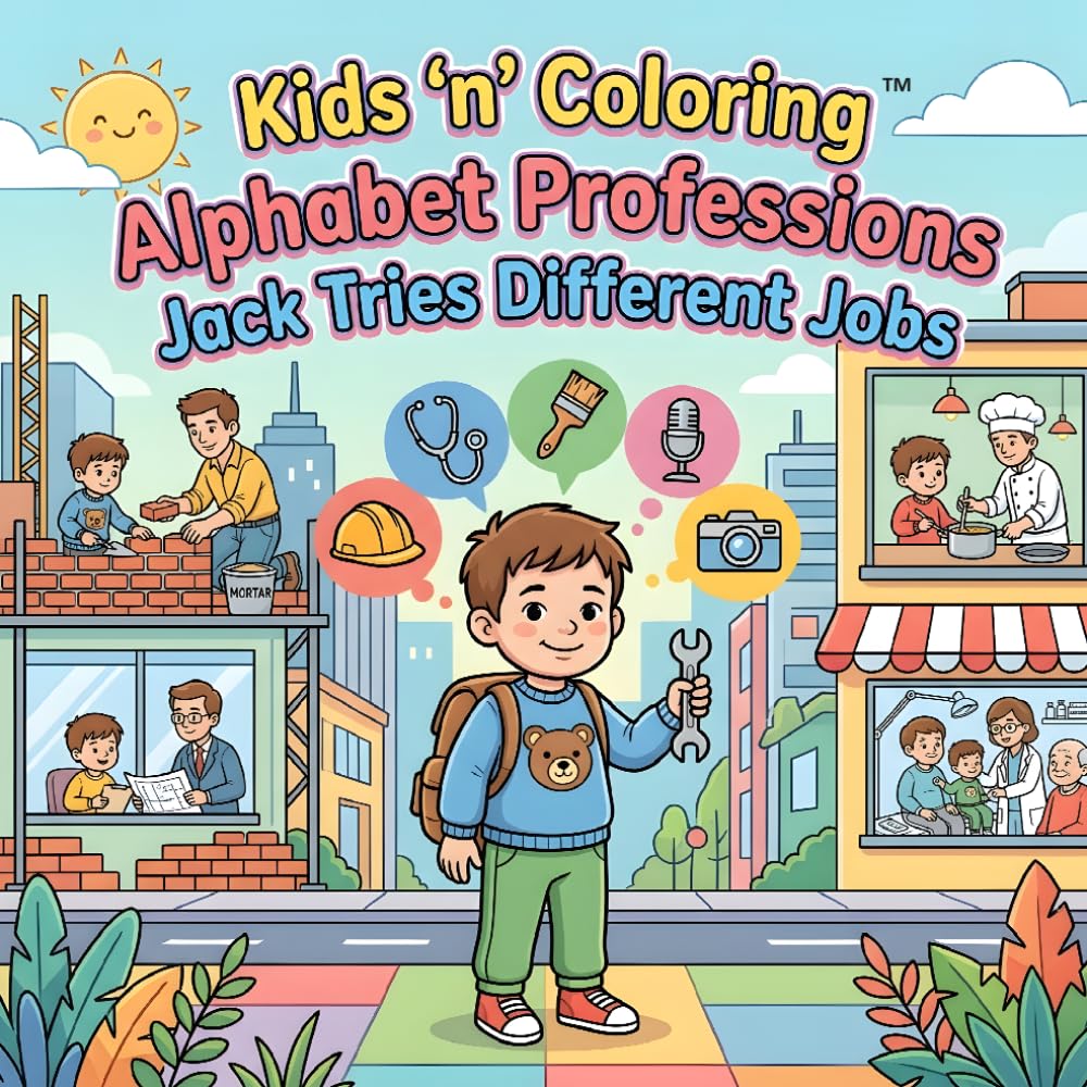 Kids ‘n’ Coloring: Alphabet Professions – Jack Tries Different Jobs: ABC Coloring Book for Toddlers Ages 3+, Learn the Alphabet, Working at Different ... Book (Kids 'n' Coloring, Alphabet Adventures)