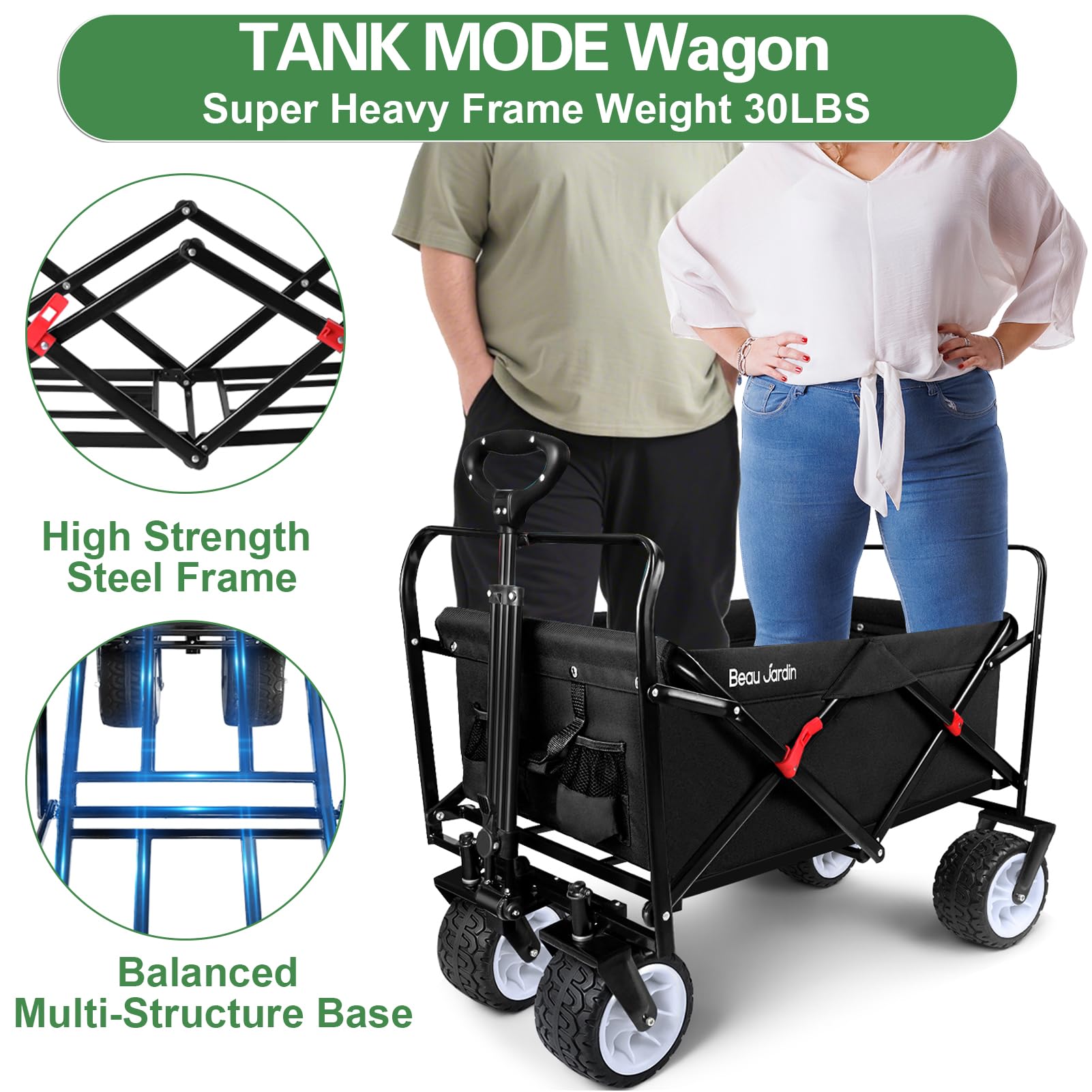 BEAU JARDIN Chariot Pliant à Poussoir Pliable Utilitaire De Camping Pliable Toile Depicerie Tissu Robuste Portable Roulettes Legeres Buggies Jardin Dexterieur Robuste Bauj1029 BEAU JARDIN Chariot Pliant à Poussoir Pliable Utilitaire De Camping Pliable Toile Depicerie Tissu Robuste Portable Roulettes Legeres Buggies Jardin Dexterieur Robuste Bauj1029