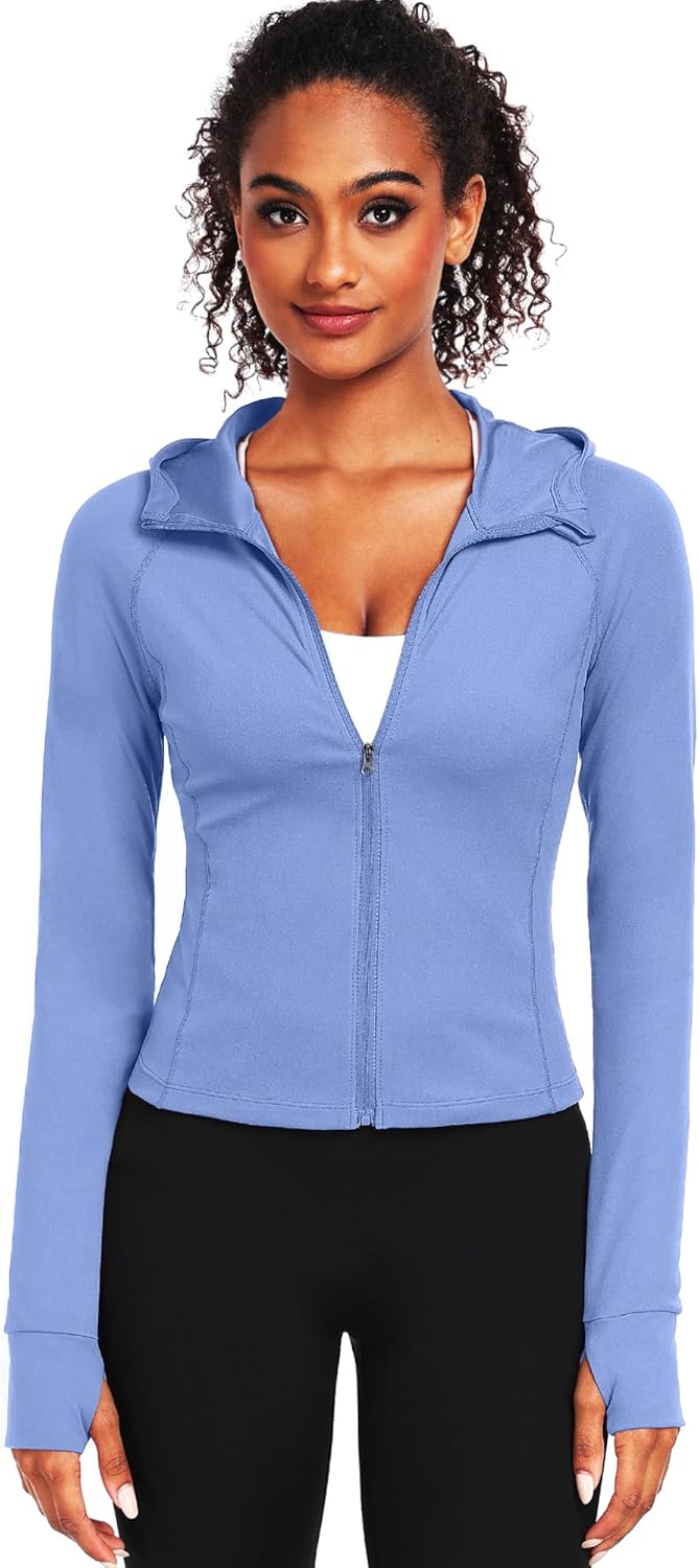 CADMUS Butterluxe Women's Long Sleeve Workout Jackets Hoodie Full Zip Slim Fit Crop Tops with Thumb Holes Running - Image 5